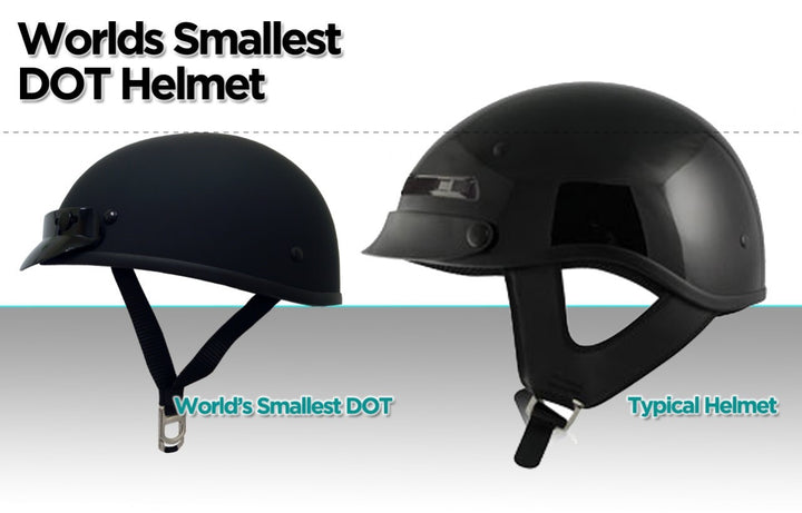 Smallest lightest DOT Beanie Helmet - Flat Black w/Peak